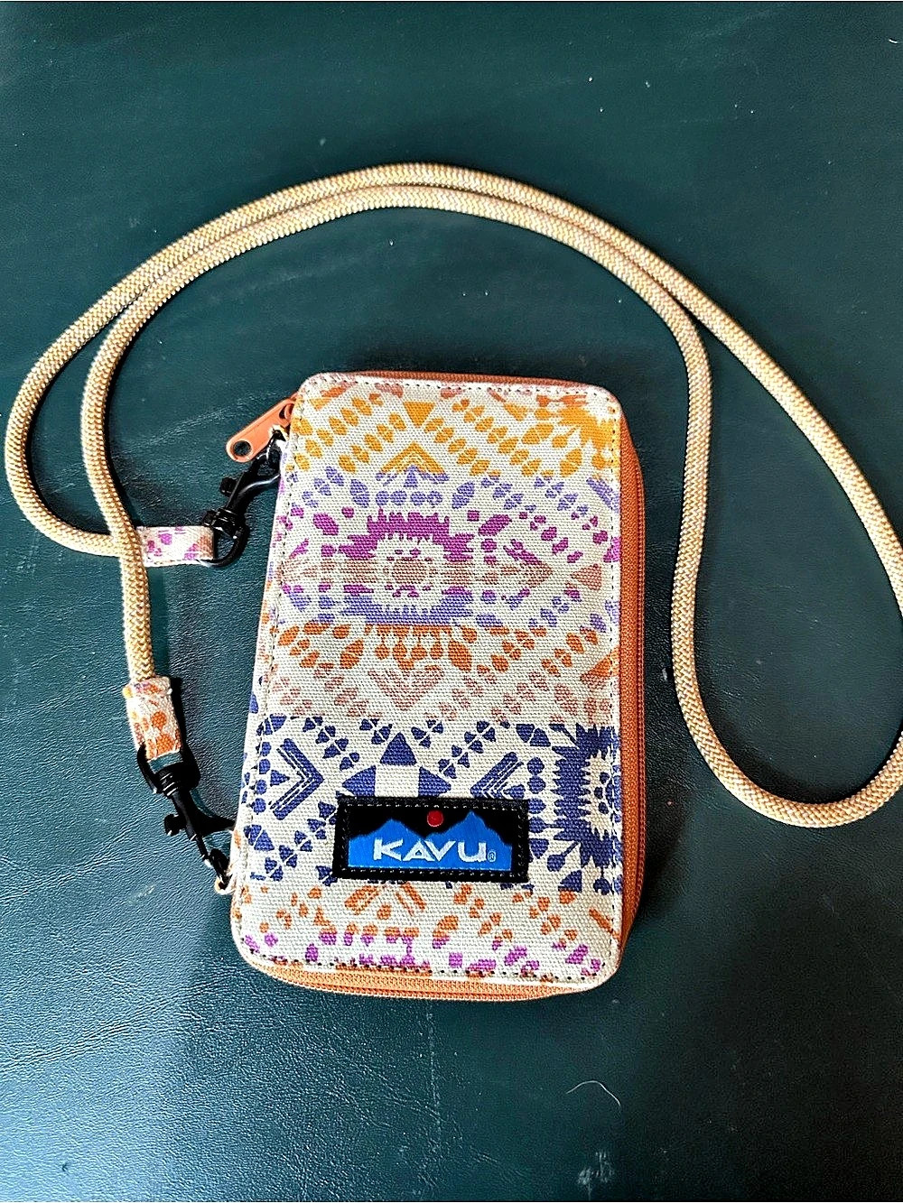 KAVU Stirling Travel Wallet Multicolor Geometric Crossbody Bag